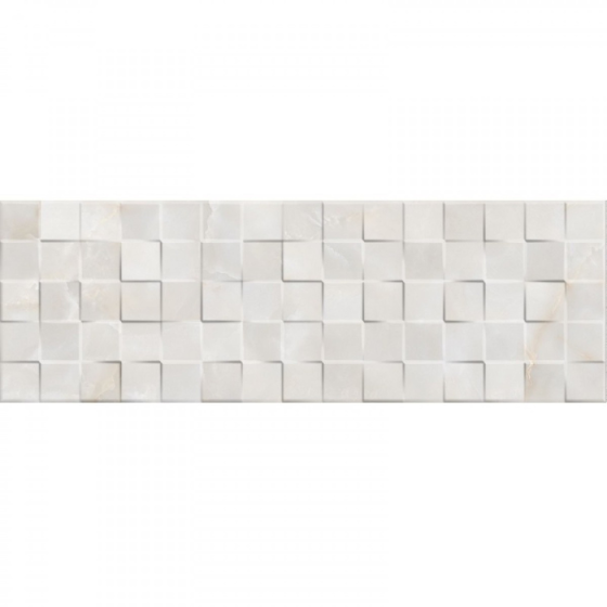 Tajmahal Decorado Cubik Onix K 25×75 Γυαλιστερό και ανάγλυφο πλακάκι λευκής μάζας με απομίμηση όνυχας